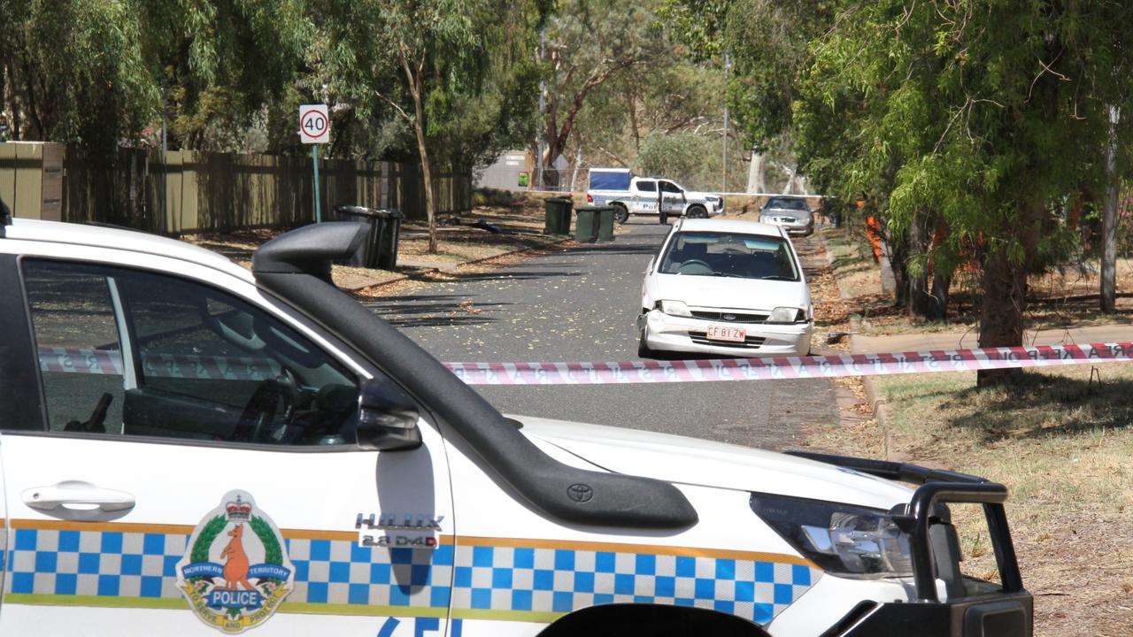 Mahomed St in The Gap, Alice Springs, was taped off by NT Police on Sunday, March 2, 2025. Picture: Gera Kazakov