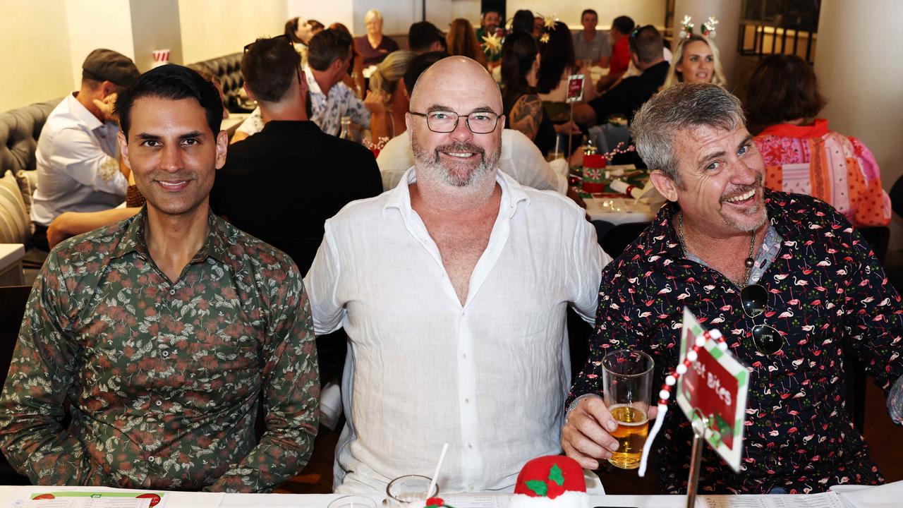 Luckbir Singh, Kieran O'Connor and Shayne Rowe at the Trinity Advisory fundraising lunch at Little Sister restaurant. Picture: Brendan Radke