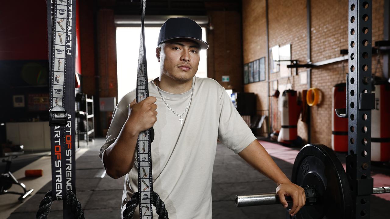 Former NRL prodigy Ronald Volkman at Final Round Gym at Hoxton Park. Picture: Richard Dobson