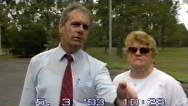 Detective Alan Bourke walks the Carseldine college cap park with Valmae Beck (serving life sentence as accomplice to Barrie John Watts over the 1987 rape and murder of Noosa schoolgirl Sian Kingi).