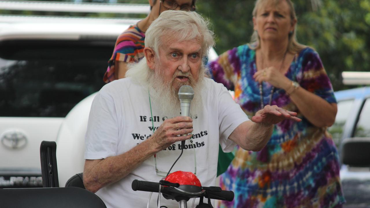 More than 150 people turned out for the Millions March Against Mandatory COVID-19 Vaccines in Coffs Harbour on Saturday February 20. Photo: Tim Jarrett