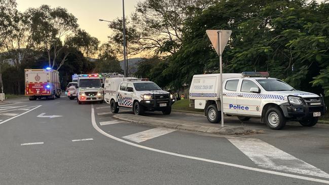 Emergency crews rushed to the George L Vickers bridge at Marian after a ute carrying three women and three dogs left the road and crashed down a 10m embankment and into mangroves. Picture: Janessa Ekert