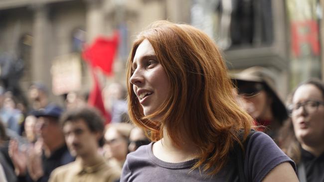 Jasmine Duff addresses the crowd. Picture: Valeriu Campan