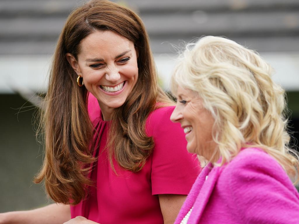 The pair seemed to be having fun and bonding during the school outing. Picture: Aaron Chown/WPA Pool/Getty Images