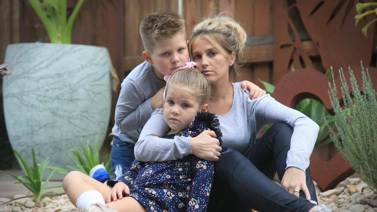 Saraa Ackerman with children Oliver and Milly, who lost their father. Picture: Jamie Hanson