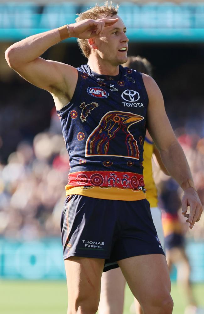 Jordan Dawson fired again at home. Picture: James Elsby/AFL Photos via Getty Images