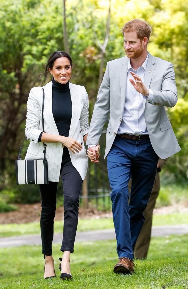 Prince Harry and Meghan, the Duchess of Sussex at Sydney Olympic Park on Sunday. Picture: Chris Jackson/Getty Images for the Invictus Games Foundation