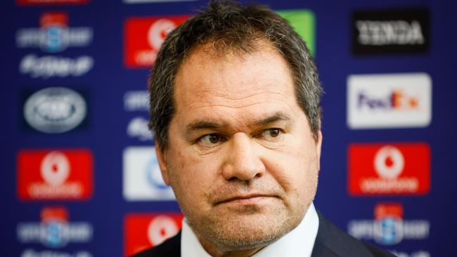 SYDNEY, AUSTRALIA - JANUARY 23: Dave Rennie speaks during the 2020 Super Rugby Media Launch at Rugby Australia HQ on January 23, 2020 in Sydney, Australia. (Photo by Hanna Lassen/Getty Images)