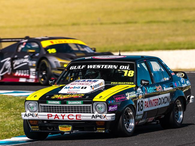 Tasmanian John Bowe on his 100th Touring Car Masters in his Torana SL/R5000 at Symmons Plains. Photo Angryman Photography