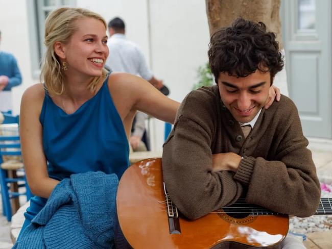 Thea Sofie Loch Næss as Marianne Ihlen and Alex Wolff as Leonard Cohen in 'So Long, Marianne' Nikos-Nikolopoulos-Redpoint