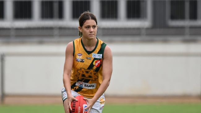 Erini Gikas during her time with Southern Districts in the NT. Picture: Felicity Elliott / AFLNT Media