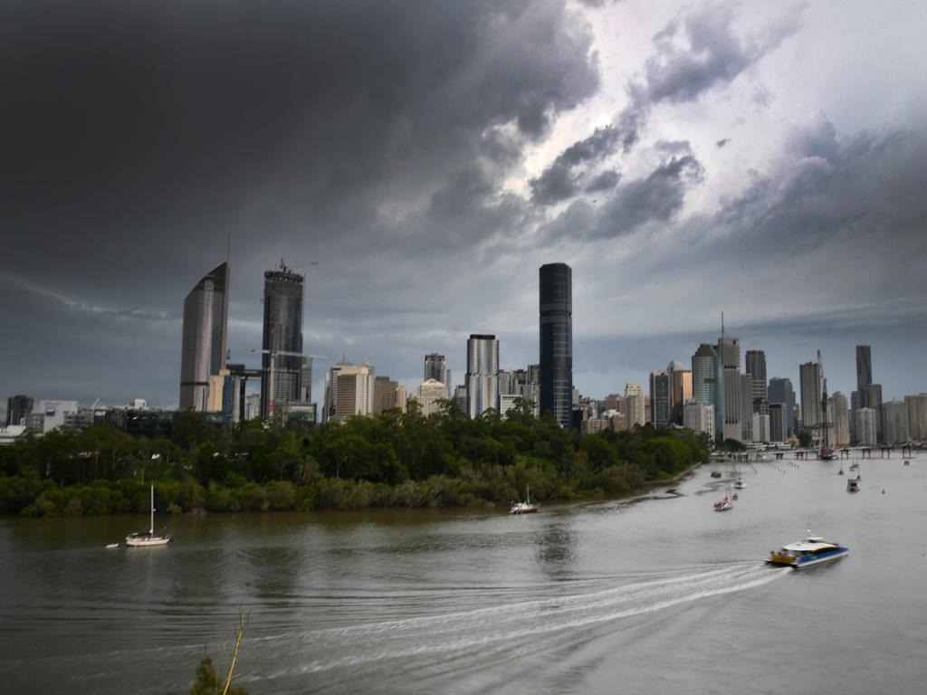 A storm over Brisbane on Saturday. Picture: John Gass