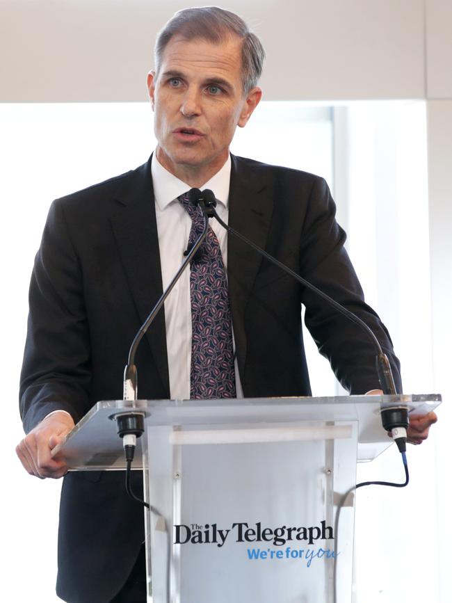 Ben English, editor of The Daily Telegraph, speaking at the 2019 Bradfield event at Luna Park Sydney. Picture: Damian Shaw