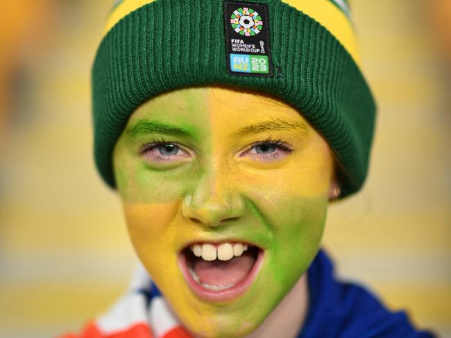 BRISBANE, AUSTRALIA - JULY 27: Australia fans show their support prior to the FIFA Women's World Cup Australia & New Zealand 2023 Group B match between Australia and Nigeria at Brisbane Stadium on July 27, 2023 in Brisbane, Australia. (Photo by Justin Setterfield/Getty Images)