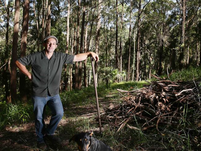 Alex Campbell at his rural property in Glenning Valley. Picture: AAP Image/Sue Graham.