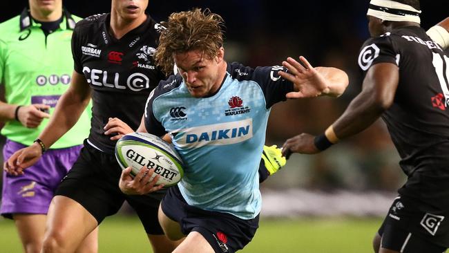 Waratahs skipper Michael Hooper in action against the Sharks.