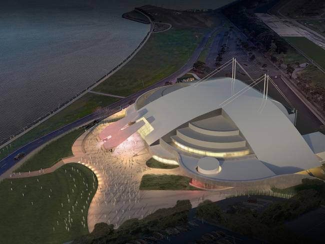 Artists’ impression for the Derwent Entertainment Centre for games with the NBL. Picture: SUPPLIED