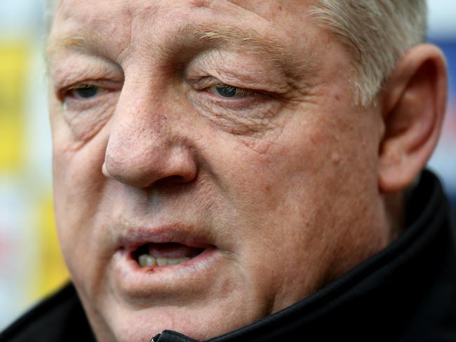 Penrith Panthers general manager Phil Gould speaks to the media during a press conference in Sydney, Tuesday, August 7, 2018. Gould said Penrith have received a dozen job applications, including some from rival NRL head coaches, since their decision to sack Anthony Griffin. (AAP Image/Joel Carrett) NO ARCHIVING