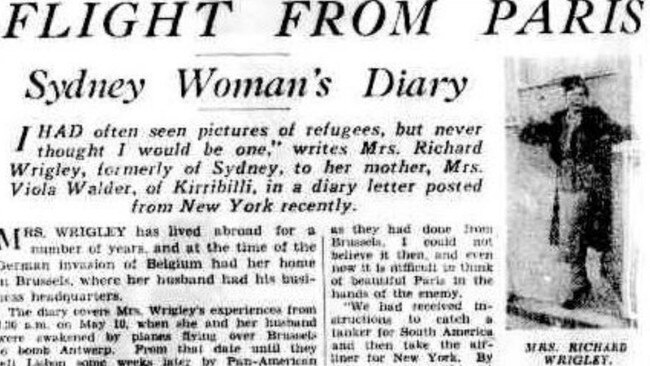 Viola Walder’s eldest daughter, Althea Wrigley, wrote a story in the <i>Sydney Morning Herald </i>on September 10, 1940, about the Germans’ bombing of Brussels when she was living there. Althea was later tragically killed when the ship she was in was torpedoed as America entered WWII.