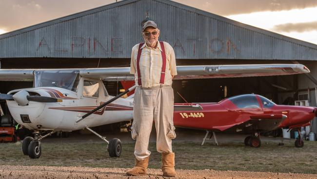 Buckley once landed his light aircraft at a local petrol station in to be refuelled before flying it straight through the local footy posts on game day. Picture: Jason Edwards