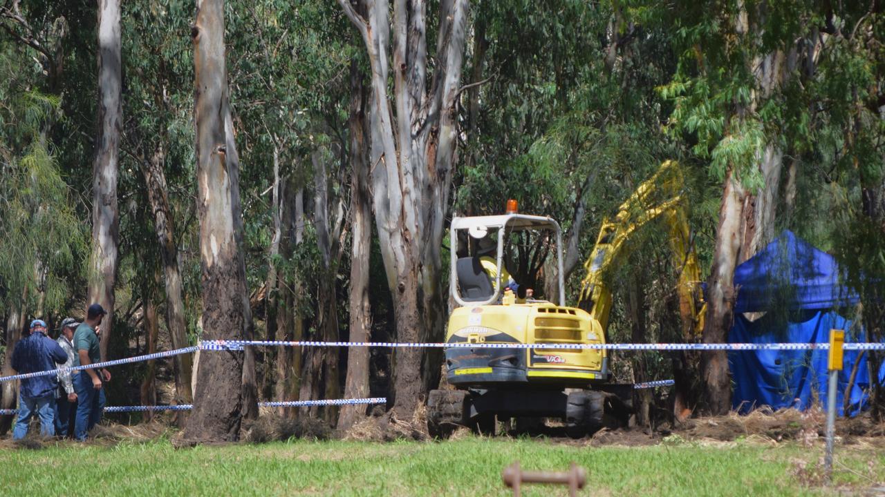 Homicide detectives at the Chinchilla Weir in early March 2020. Picture: Zoe Bell