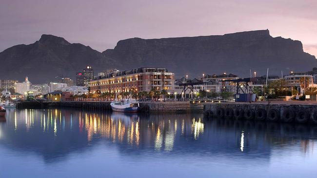 Harbour and Table Mountain in Cape Town, South Africa.
