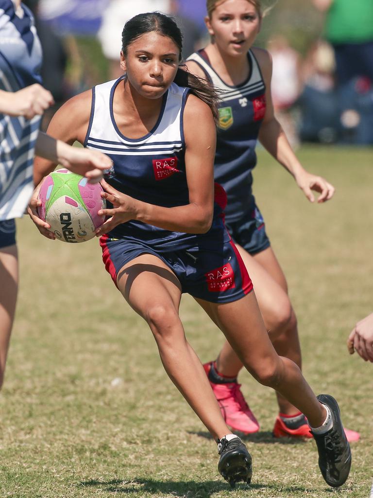 St Scholasticas V Rochedale Academy of Sport at the 2024 Gold Coast Titans All Schools Touch Football Picture: Glenn Campbell