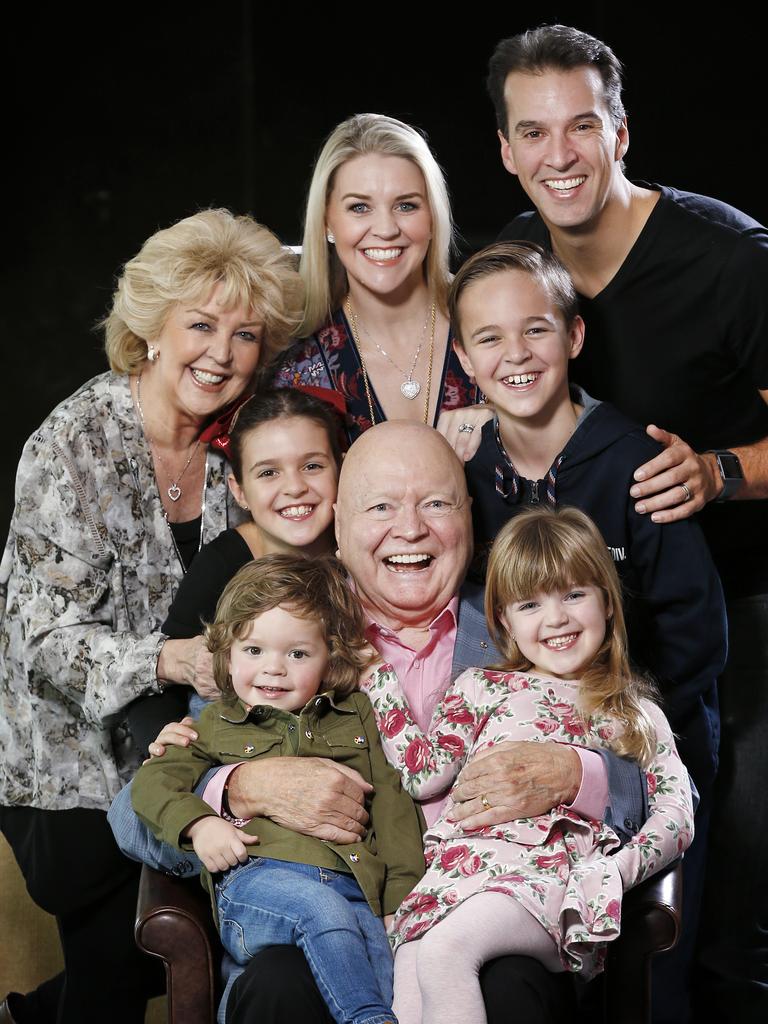 Bert with Patti, daughter Lauren, son-in-law Matt Welsh and his grandchildren. Picture: David Caird