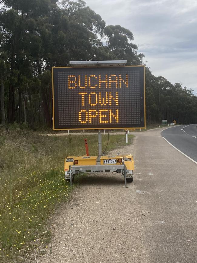 Signage on the road to Buchan in East Gippsland. Picture: Supplied