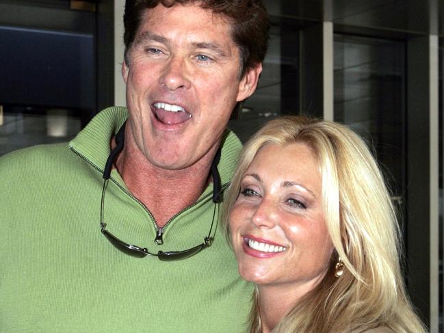 18/10/2005. American actor, singer David Hasselhoff arives in Australia with his friend Pamela Bach.