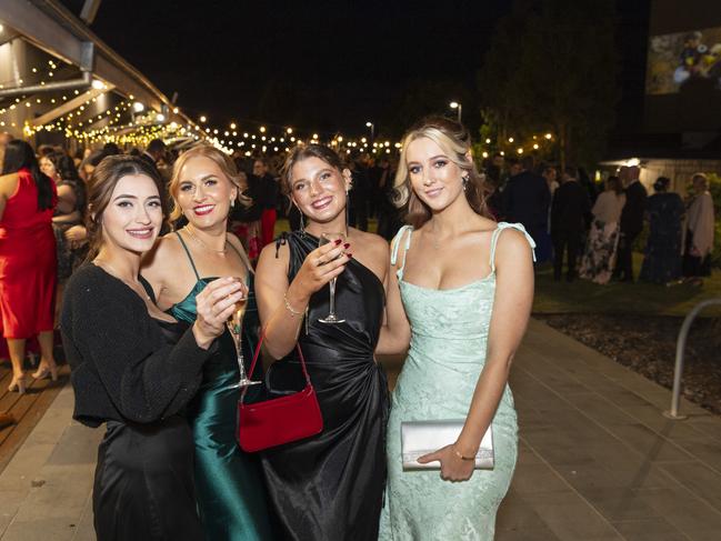 At LifeFlight Toowoomba Gala are (from left) Chloe Gallagher, Amanda Harvey, Abbey Phipps and Torrie Rasmussen at The Goods Shed. Picture: Kevin Farmer