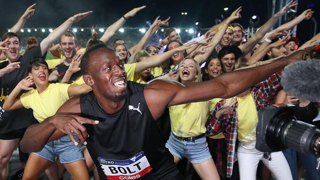 Usain Bolt was the biggest drawcard at the inaugural Nitro Athletics event, but fans will have to wait a bit longer for their fix this year. Picture: Getty Images