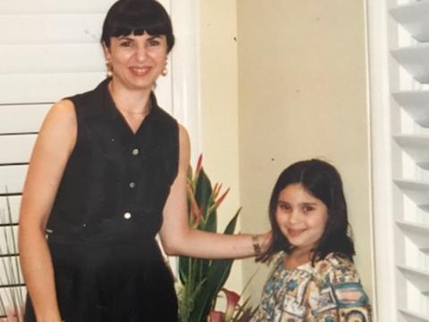 Aviva Basger with mum Gina on the day Aviva met Princess Diana in Sydney, Nov 1996