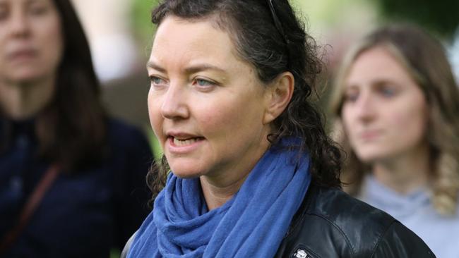 Louise Morris from Blue Derby Wild speaks to the media as a group of tourism operators deliver a letter to the government calling for an end of native forest logging in Tasmania on Tuesday November 9, 2021. Picture: File