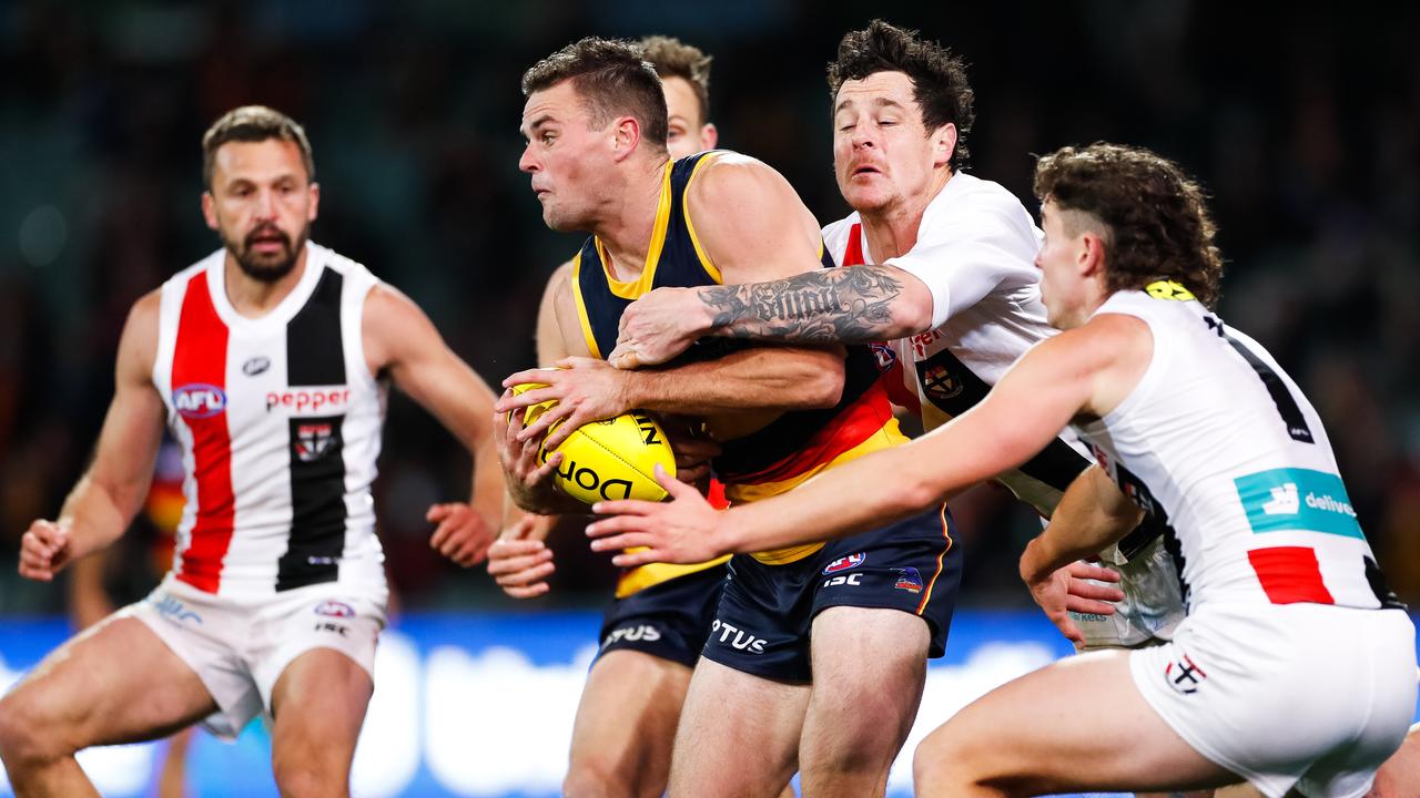 The umpiring in St Kilda’s win over Adelaide came under scrutiny. Photo: Daniel Kalisz/Getty Images.