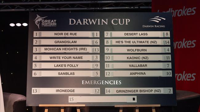 2023 Darwin Cup barrier draw. Picture: Pema Tamang Pakhrin