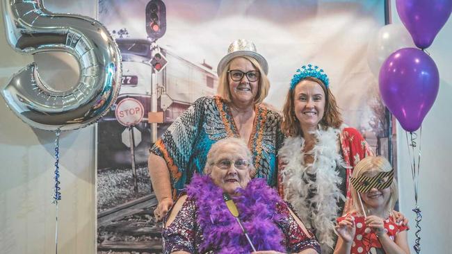 The photo booth wall was a big hit with Arcare residents and their families for the 5th birthday celebrations. Picture: Contributed