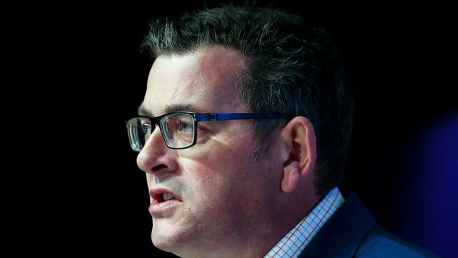 Victorian Premier Daniel Andrews announces 10 postcodes will return to strict a stay-at-home directive. Picture: Ian Currie