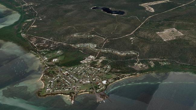 Dunwich, Minjerribah, North Stradbroke Island showing housing at Dunwich and north towards One Mile. PHOTO: Google Earth