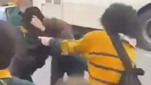 A screen grab from a video of a fight between students at Golden Grove High School.