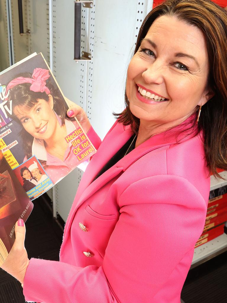 Radio legend Laurel Edwards with her cover of Scene on TV in the Courier-Mail Library. Bowen Hills. Picture: Liam Kidston