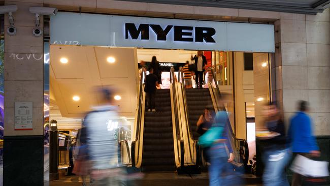 Cost of living pressures and broader economic headwinds have weighed on Myer. Picture: Max Mason-Hubers