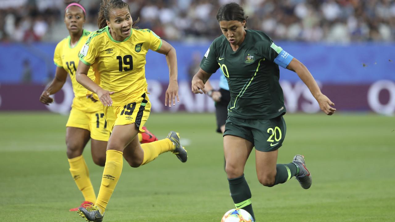 Ante Milicic has hailed Sam Kerr (R) after she scored four times against Jamaica at the World Cup