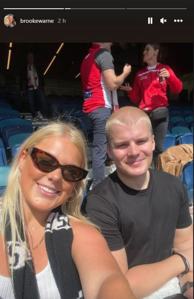 Brooke and Jackson Warne at the AFL Grand Final between Sydney Swans and Geelong Cats: Picture: Instagram/BrookeWarne