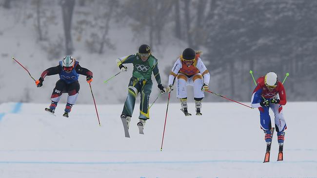 Sami Kennedy-Sim (second left) in the small final of the Women's Ski Cross, at Phoenix Snow Park.