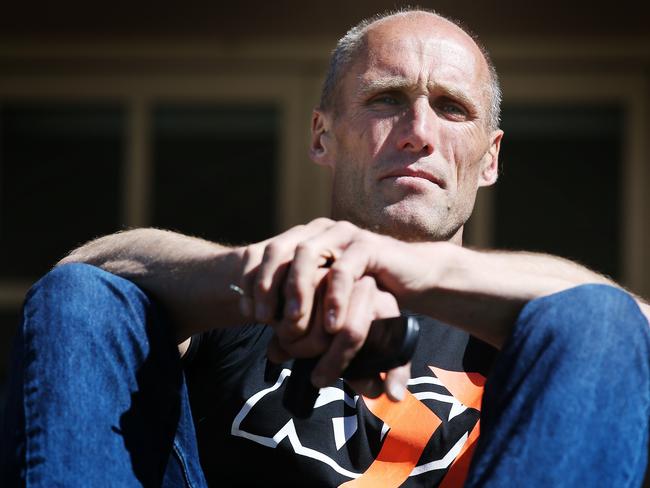 Tony Lockett talking with Robbo for the Sunday Herald Sun. Picture: Michael Klein