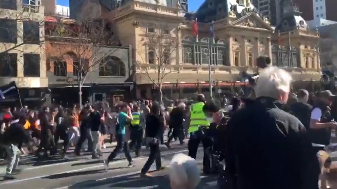 Thousands of people are marching through Melbourne with the majority maskelss. Picture: Supplied