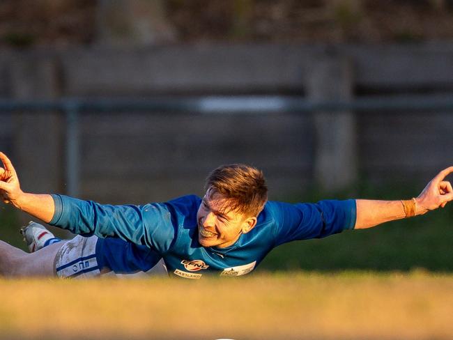 EFNL 2024: Croydon North-MLOC's Jacob Crowe celebrates a goal. Picture: Field of View Photography