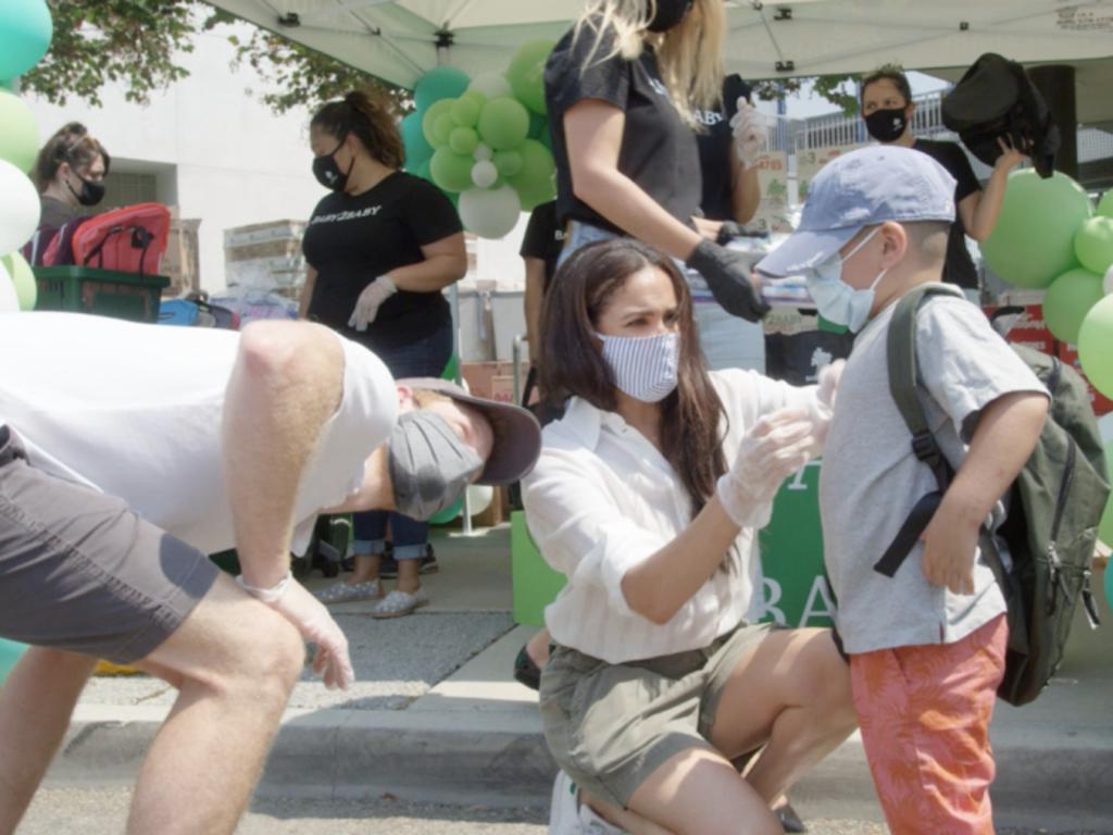 Meghan and Harry were taking part in a back-to-school event to help families who have been struggling because the pandemic. Picture: Baby2Baby/Instagram