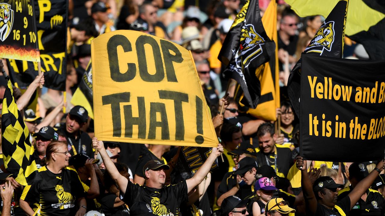 Tiger fans celebrate a goal.